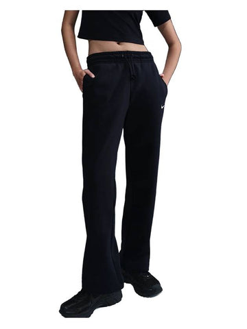 Sportswear Phoenix Fleece Mid-Rise Open Hem Track Pants Black - NIKE - BALAAN 1