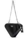 Brushed Leather Chain Mini  Shoulder Bag Black - PRADA - BALAAN 4