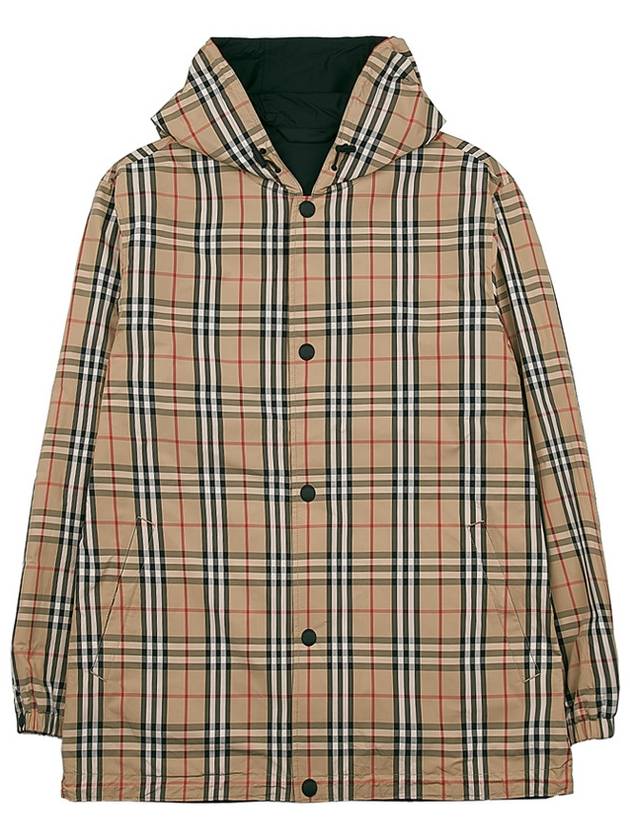 Reversible Check Nylon Hooded Jacket Black Beige - BURBERRY - BALAAN 3