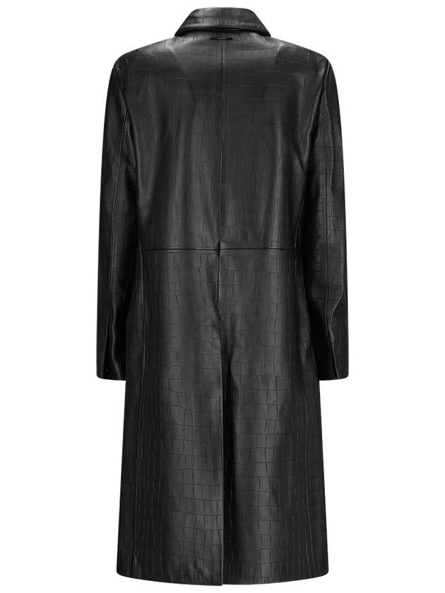 OVERSIZED TEXTURED LEATHER COAT - CALVIN KLEIN - BALAAN 2