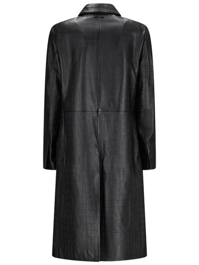 OVERSIZED TEXTURED LEATHER COAT - CALVIN KLEIN - BALAAN 2