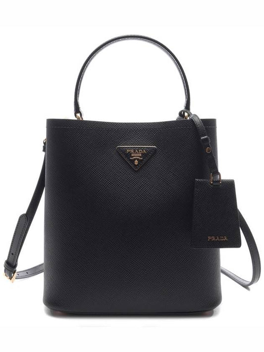 Pannier Saffiano Leather Medium Tote Bag Black - PRADA - BALAAN 2