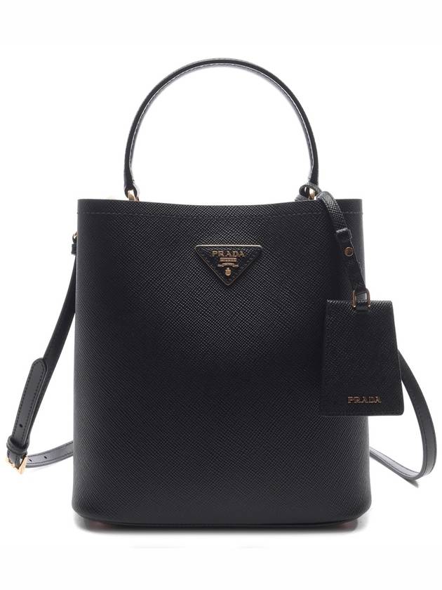 Pannier Saffiano Leather Medium Tote Bag Black - PRADA - BALAAN 3