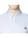 Men s Logo Light Blue Mini Fox Head Classic BD Long Sleeve Shirt MM00413WC2010 - MAISON KITSUNE - BALAAN 4