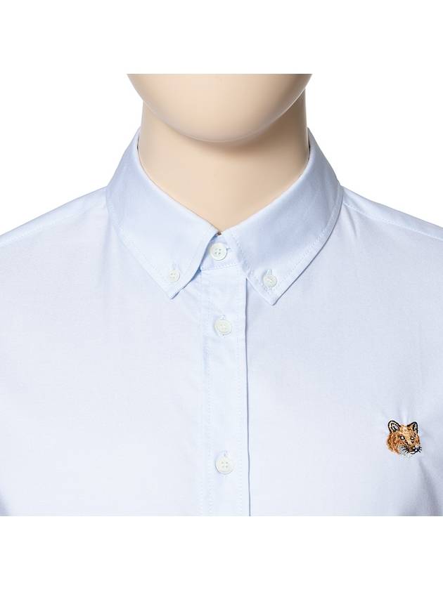 Men s Logo Light Blue Mini Fox Head Classic BD Long Sleeve Shirt MM00413WC2010 - MAISON KITSUNE - BALAAN 4