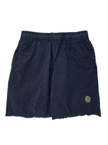 Men's Crinkle Swim Shorts Navy - STONE ISLAND - BALAAN 1