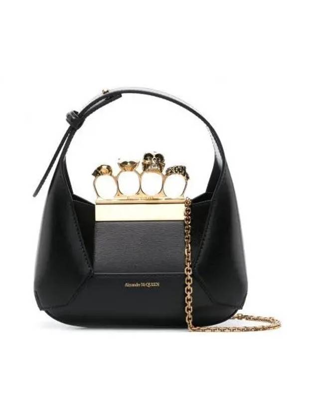 Jewel Hobo Mini Leather Shoulder Bag Black - ALEXANDER MCQUEEN - BALAAN 2