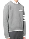 Milano Stitch 4-Bar Boxy Crew Neck Pullover Knit Top Grey - THOM BROWNE - BALAAN 3