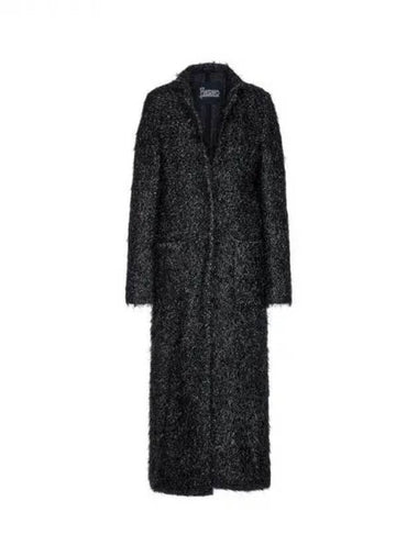 Women s Metallic Yarn Hidden Snap Button Coat Black 271926 - HERNO - BALAAN 1