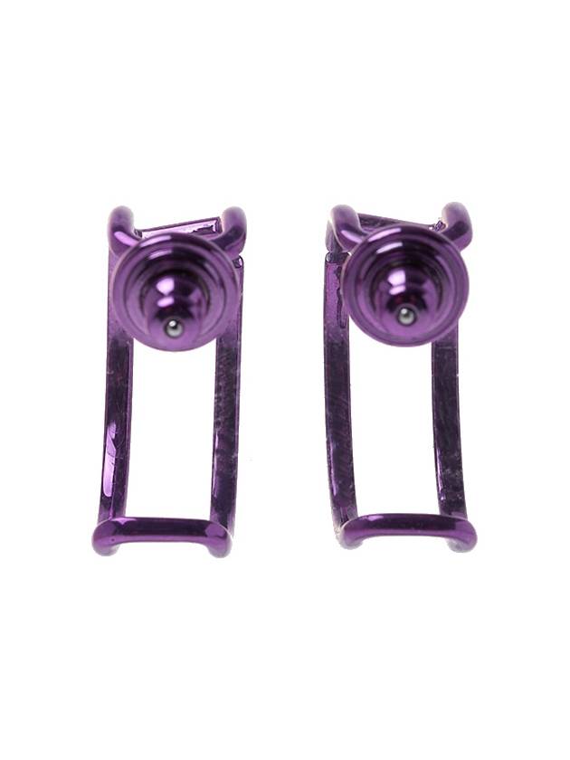 V Logo Drop Metal Earrings Purple - VALENTINO - BALAAN 4