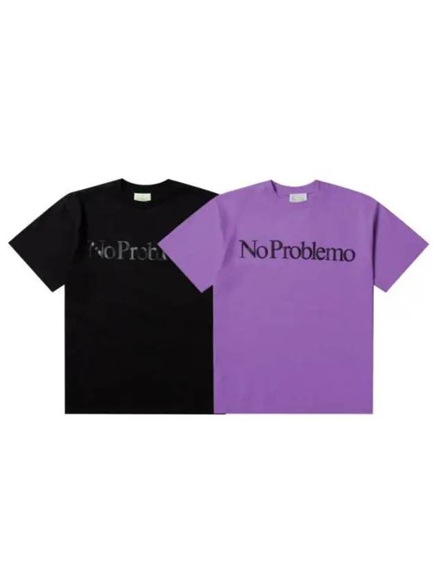 Aries No Problem Short Sleeve T Shirt Black Purple FTAR60002 - ARIES - BALAAN 1