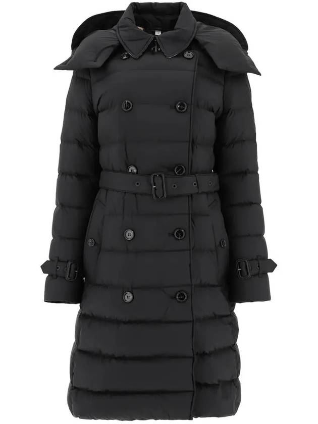 Women's Double Breasted Hooded Padded Black - BURBERRY - BALAAN 3