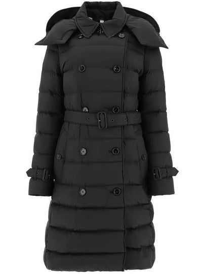 Women's Double Breasted Hooded Padded Black - BURBERRY - BALAAN 2