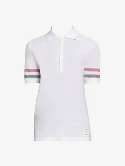 Men's RWB Stripe Cotton Polo Shirt White - THOM BROWNE - BALAAN 2