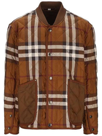 Check Stripe Quilted Bomber Jacket Brown - BURBERRY - BALAAN 1