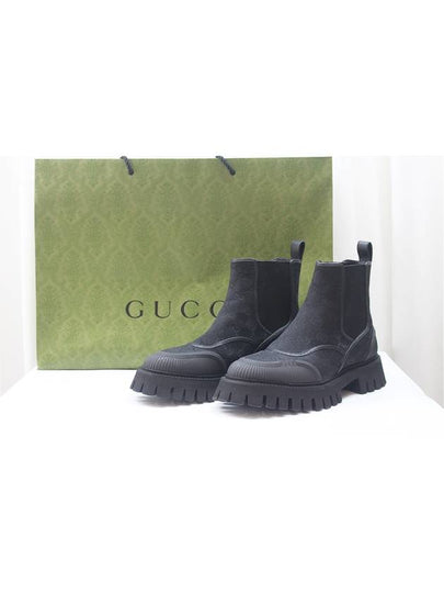 NOVO GG Monogram Canvas Men s Chelsea Boots Black 739777 Size 7 - GUCCI - BALAAN 2