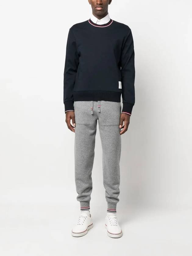 Logo Tab RWB Stripe Trimming Knit Top Navy - THOM BROWNE - BALAAN 3