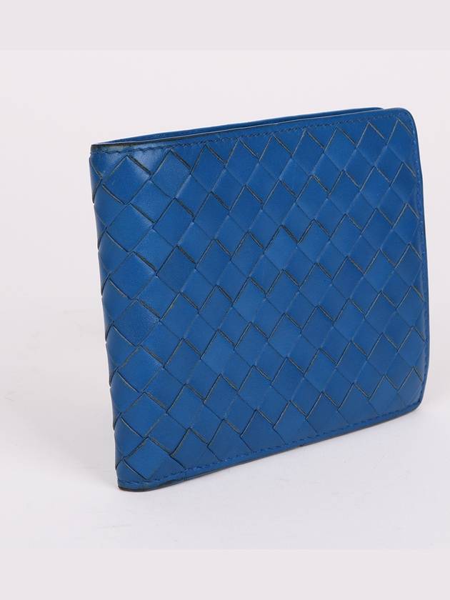 Intrecciato blue leather bifold wallet - BOTTEGA VENETA - BALAAN 3