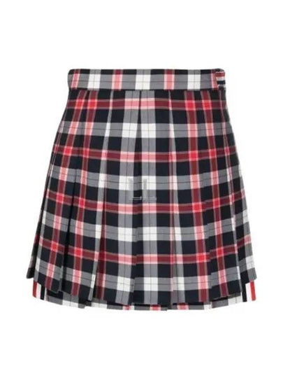 Women's Tartan Twill Mini Pleated Skirt Blue - THOM BROWNE - BALAAN 2