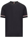 Striped Detail Crew Neck Cotton Short Sleeve T-Shirt Navy - THOM BROWNE - BALAAN 3