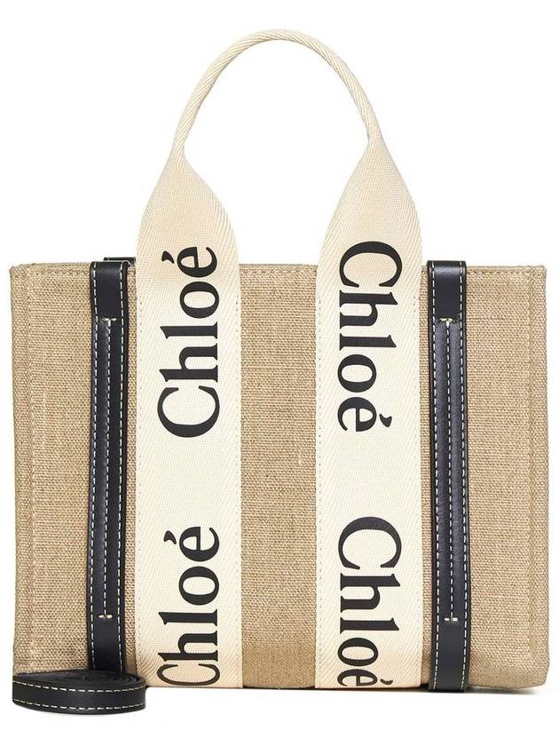 Woody Small Canvas Tote Bag Navy Beige - CHLOE - BALAAN 2