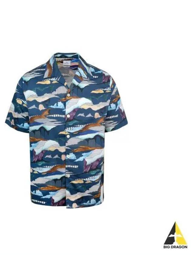 Print Casual Short Sleeve Shirt Blue - PAUL SMITH - BALAAN 2