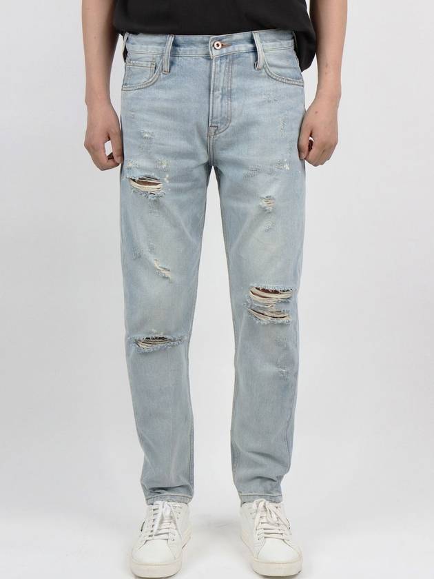 IKALOOK Spring Fall Light Blue Regular Fit Damaged Jeans AJN172 - IKALOOOK - BALAAN 2