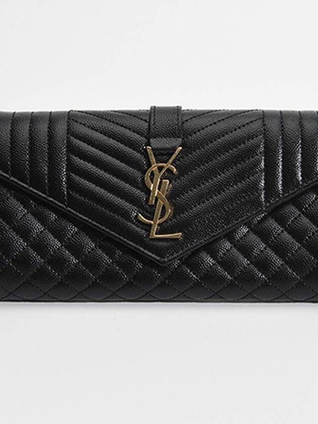 Grande Poudre Embossed Flap Long Wallet Black - SAINT LAURENT - BALAAN 3