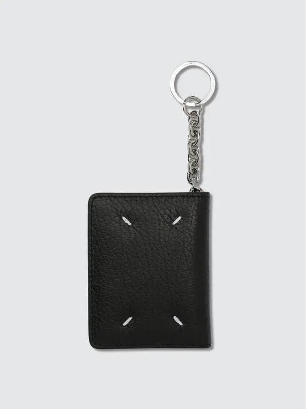 Stitch Keyring Leather Card Wallet Black - MAISON MARGIELA - BALAAN 4