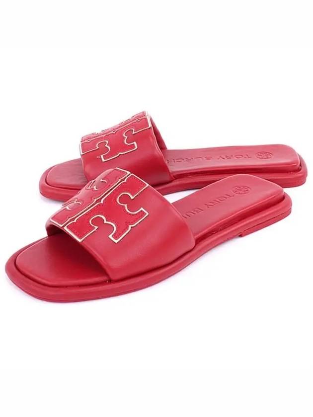 Double T Slide Slippers Red - TORY BURCH - BALAAN.