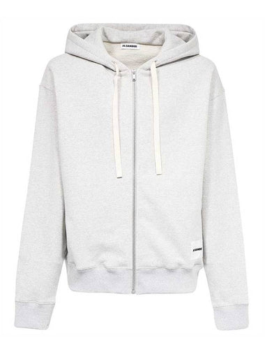 Logo Patch Cotton Zip-up Hoodie Light Grey - JIL SANDER - BALAAN 1