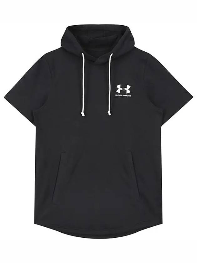 Rival Terry Short Sleeve Hoodie Black - UNDER ARMOUR - BALAAN 3