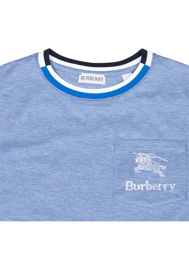 Kids EKD Embroidered Short Sleeve T-Shirt Light Blue Melange - BURBERRY - BALAAN 4