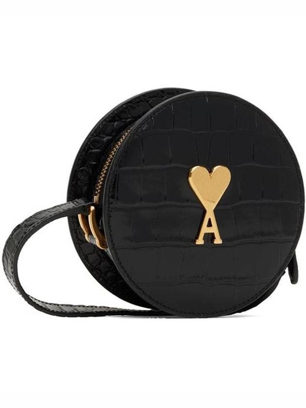 Round Paris Heart Logo Cross Bag Black - AMI - BALAAN 2