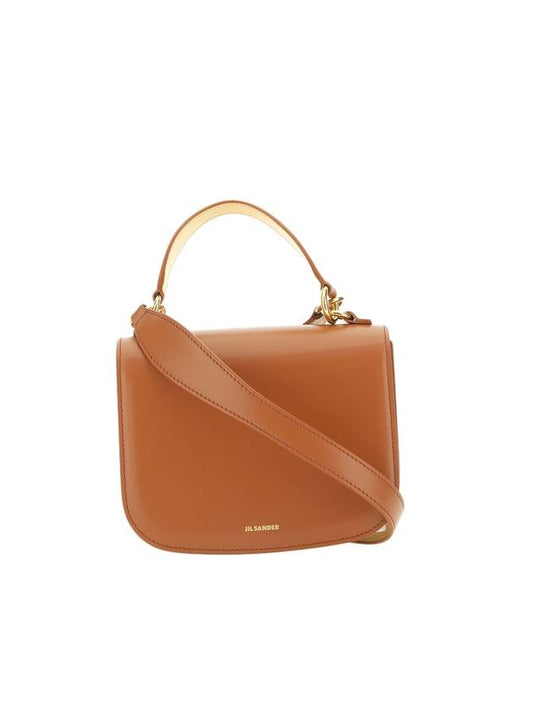 Logo Satchel Leather Small Cross Bag Brown - JIL SANDER - BALAAN.