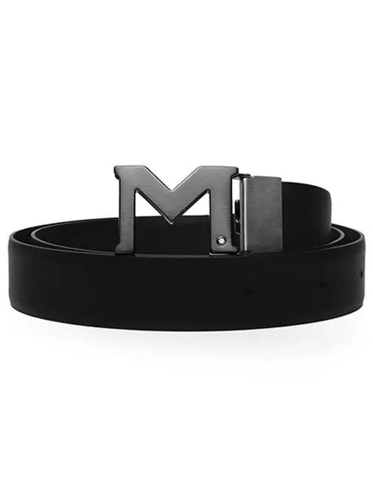 M Buckle 35mm Leather Belt Black - MONTBLANC - BALAAN 2