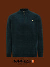 Logo Knit Sweater Navy Orange Label Homme Stretch Velvet Half Zip Up GP70353 - MAHES - BALAAN 1