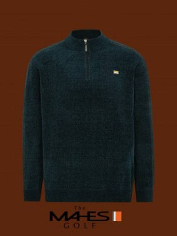 Logo Knit Sweater Navy Orange Label Homme Stretch Velvet Half Zip Up GP70353 - MAHES - BALAAN 1