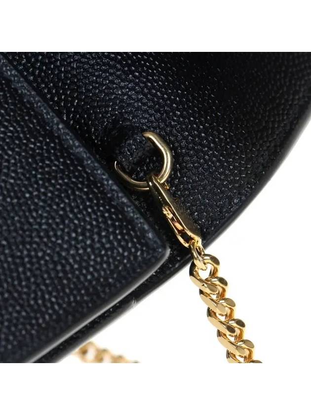 Monogram Uptown Chain Embossed Leather Long Wallet Black - SAINT LAURENT - BALAAN 11