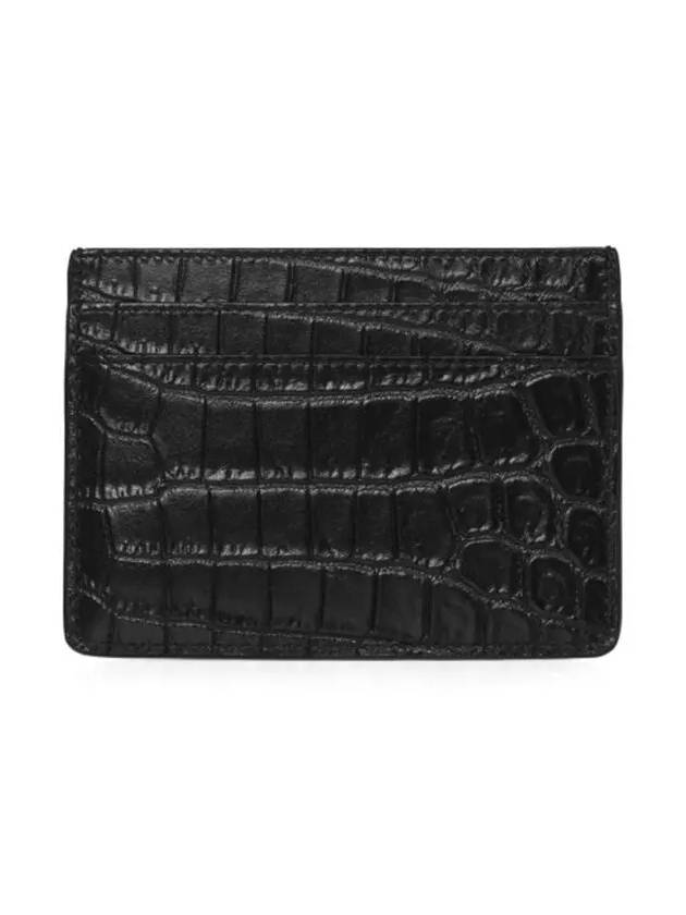 Monogram Logo Crocodile Card Wallet Black - SAINT LAURENT - BALAAN 4