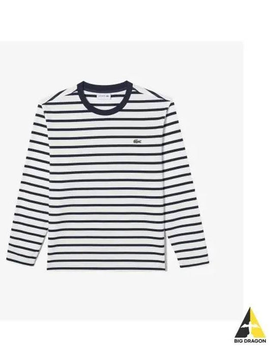 Men s Long Sleeve Striped T Shirt Navy - LACOSTE - BALAAN 1