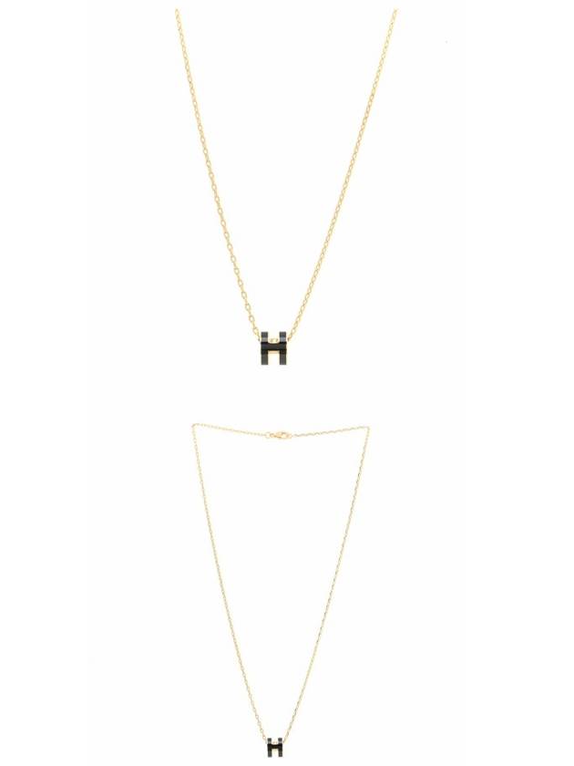 Mini Pop H Pendant Necklace Gold Noir - HERMES - BALAAN 5