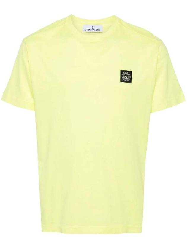 Logo Patch Short Sleeves T-Shirt Neon Yellow - STONE ISLAND - BALAAN 1