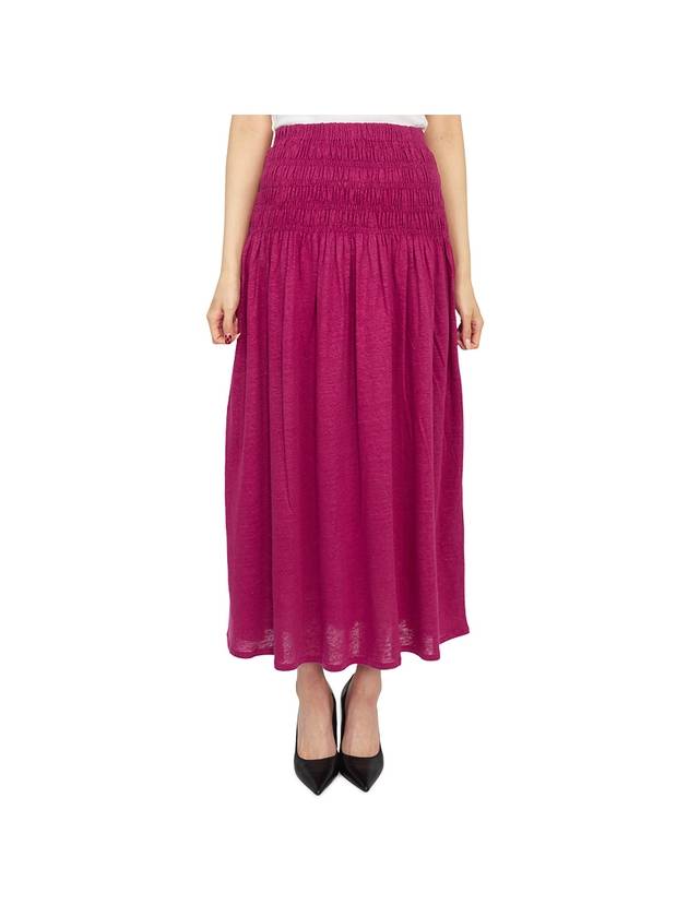 Tinoa Elastic Linen Long A-Line Skirt Purple - VANESSA BRUNO - BALAAN 1