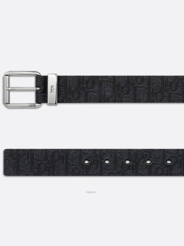 Logo Jacquard Leather Belt Black - DIOR - BALAAN 3