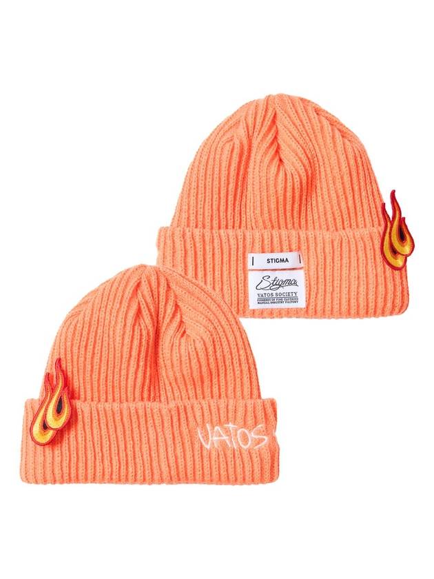 FLAME PATCH EMBROIDERED BEANIE APRICOT - STIGMA - BALAAN 1