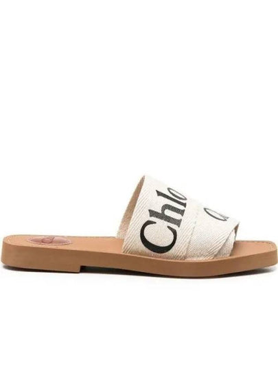 Woody Logo Flat Mule Slippers White - CHLOE - BALAAN 2