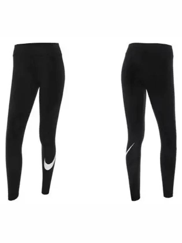 Sportswear Essential Mid-rise Swoosh Leggings Black - NIKE - BALAAN 7