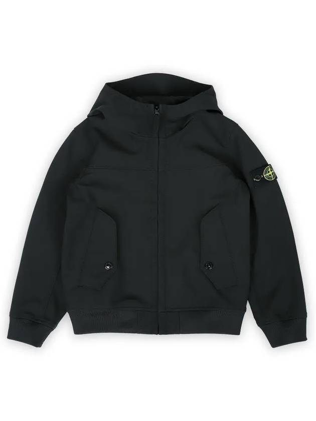 Stone Kids Waffen Light Soft Shell Hooded Zip Up Jacket Black K1S16 4100002S0A22 V0029 10 12A - STONE ISLAND - BALAAN 1