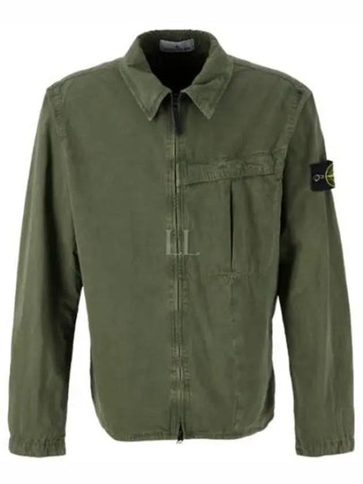 Organic Cotton Shirt Zip Up Jacket Musk - STONE ISLAND - BALAAN 2